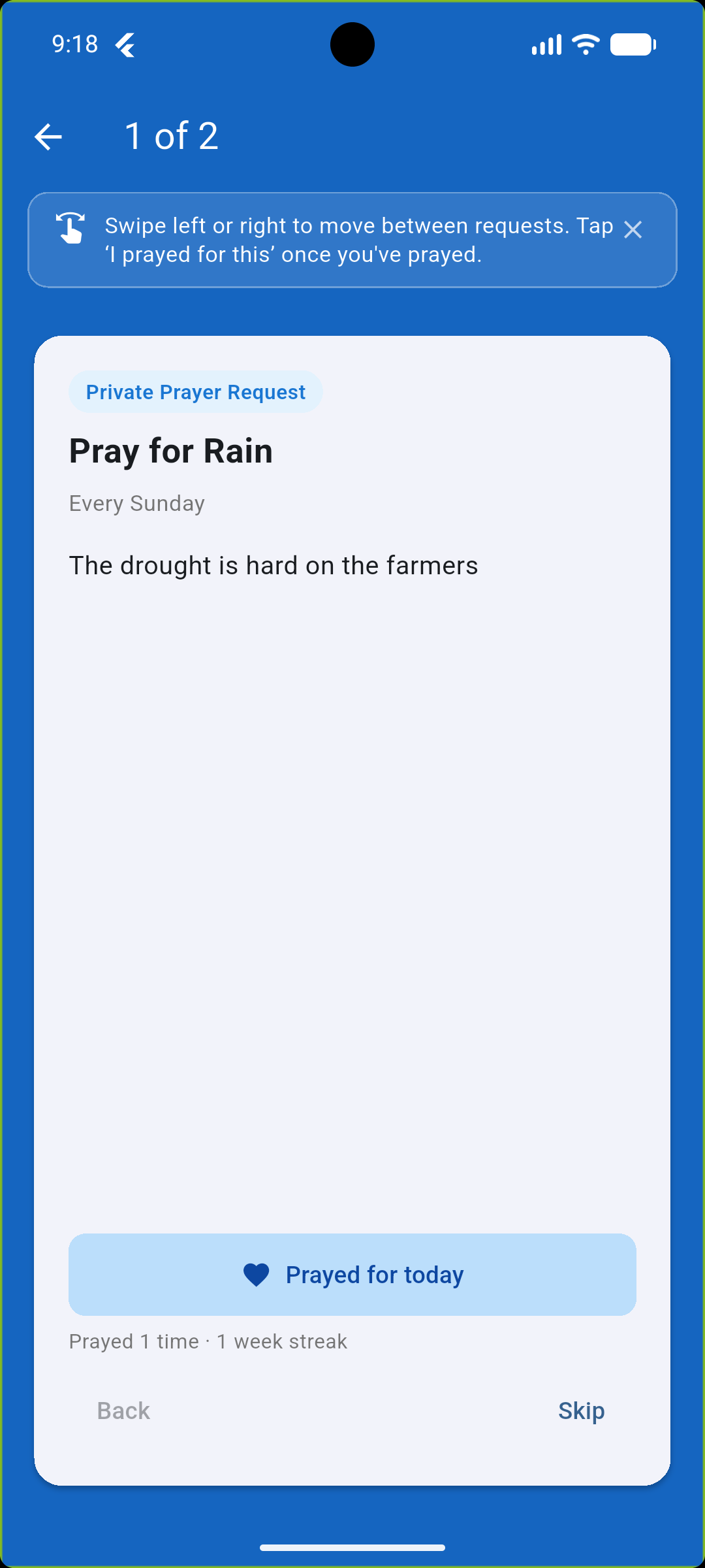 Swipe-pray through today's private prayers